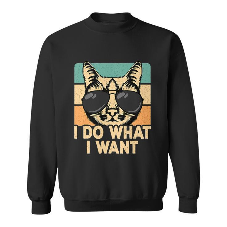 Retro I Do What I Want Funny Cat Lover Sweatshirt