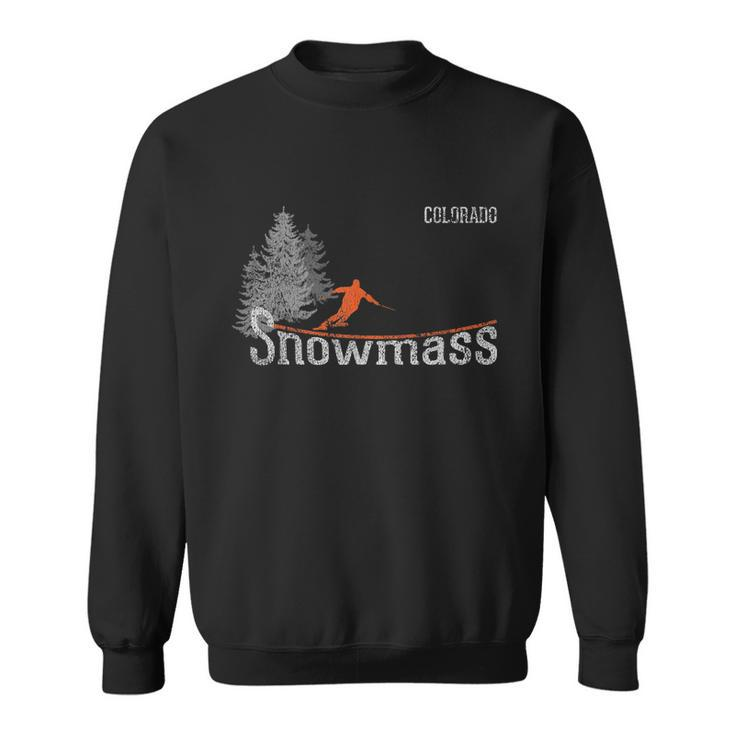 Retro Snowmass Colorado Distressed Skiing Sweatshirt