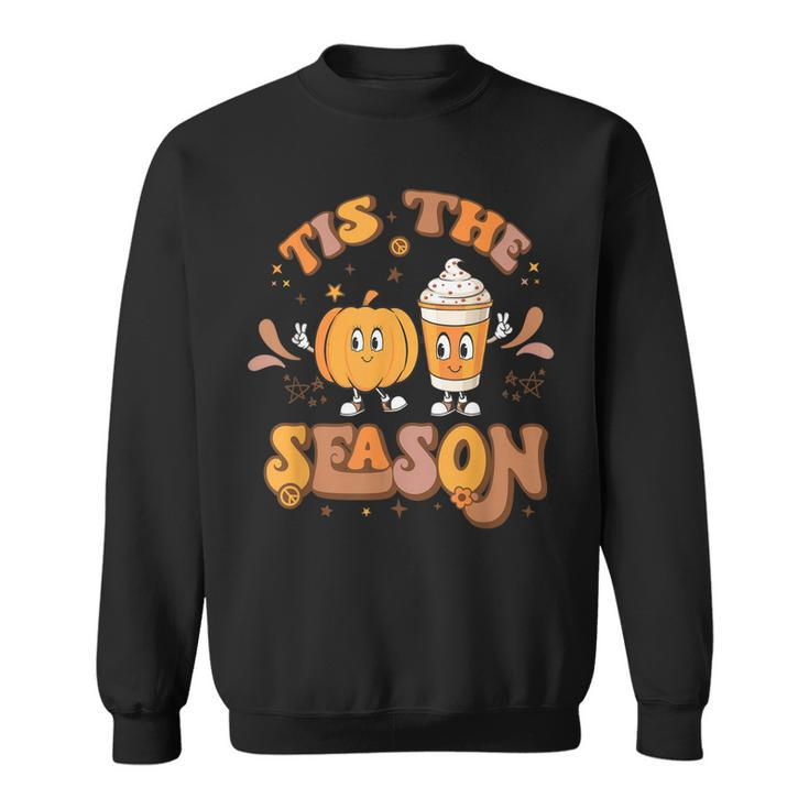 Retro Tis The Season Pumpkin Spice Fall Vibes Thanksgiving  Sweatshirt