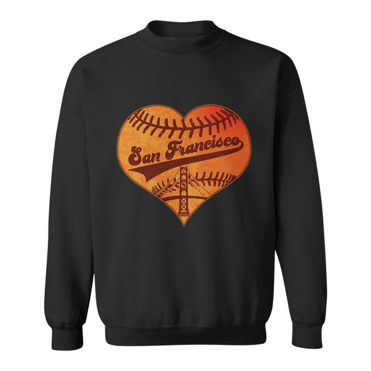 Retro Vintage San Francisco Baseball Heart Sweatshirt