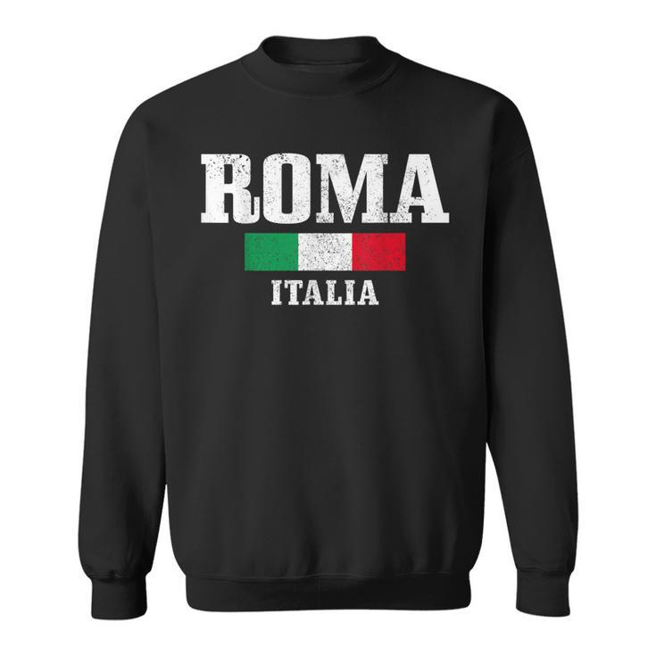 Rome Italy Roma Italia Vintage Italian Flag  Men Women Sweatshirt Graphic Print Unisex