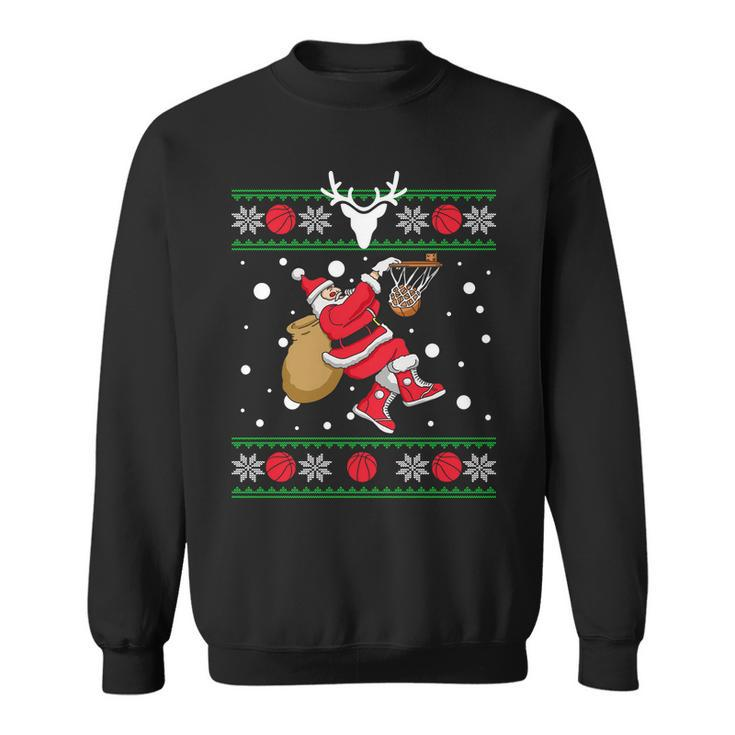 Santa Dunking Basketball Ugly Christmas Sweatshirt