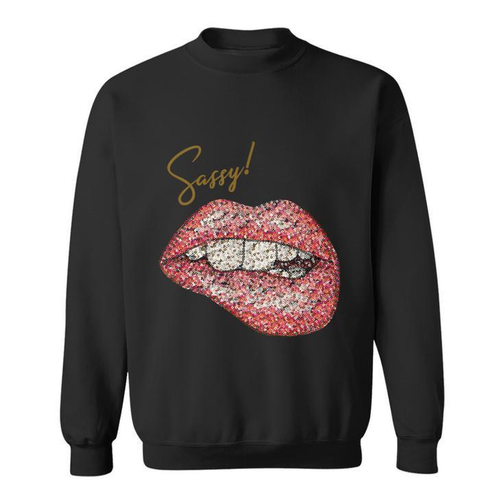 Sassy Lips Sexy Girl Graphic Sexy Lips Biting Graphic Design Printed Casual Daily Basic Sweatshirt