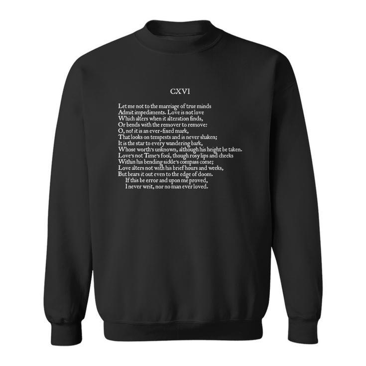 Shakespearian Sonnet-116 Poet Lover Sweatshirt