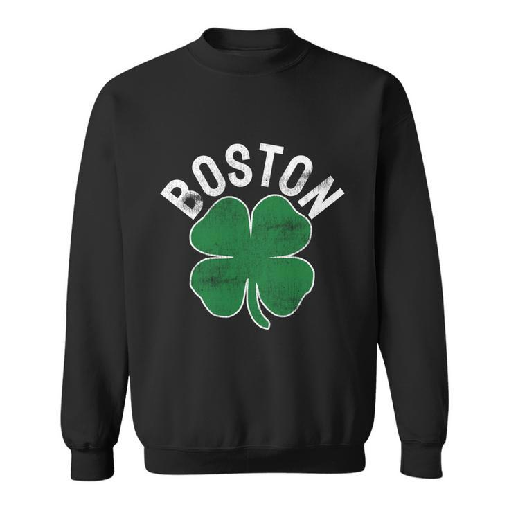 Shamrock Massachusetts Boston St Patricks Day Irish Green Graphic Design Printed Casual Daily Basic Sweatshirt