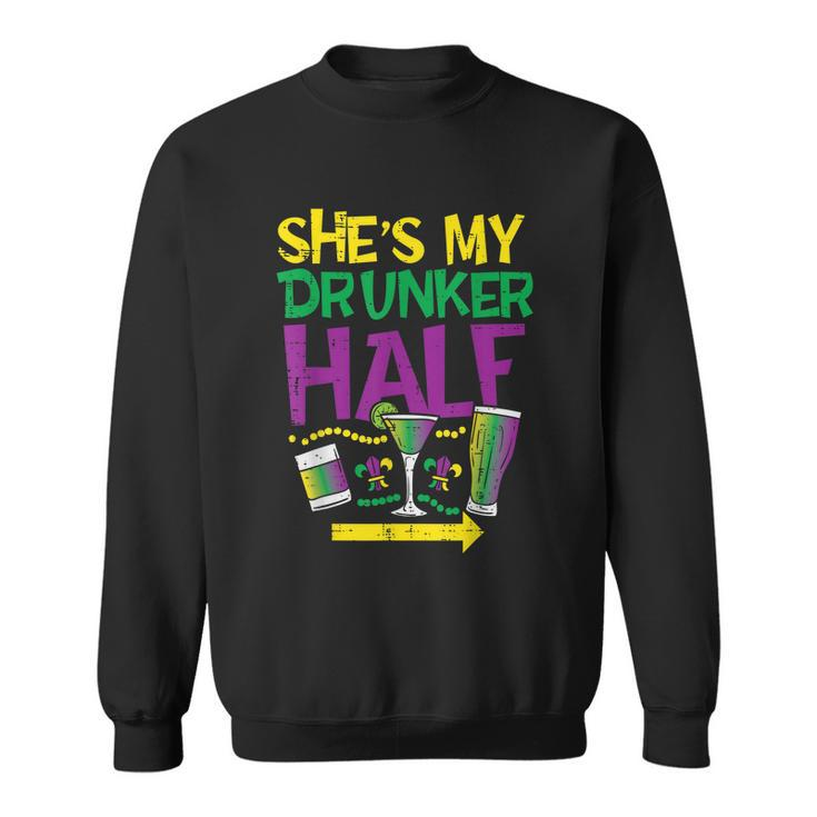 Shes My Drunker Half Matching Couple Boyfriend Mardi Gras Graphic Design Printed Casual Daily Basic Sweatshirt