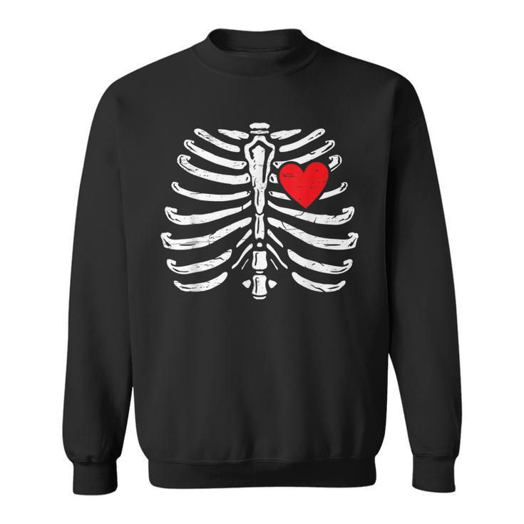 Skeleton Heart Rib Cage Halloween  V2 Men Women Sweatshirt Graphic Print Unisex