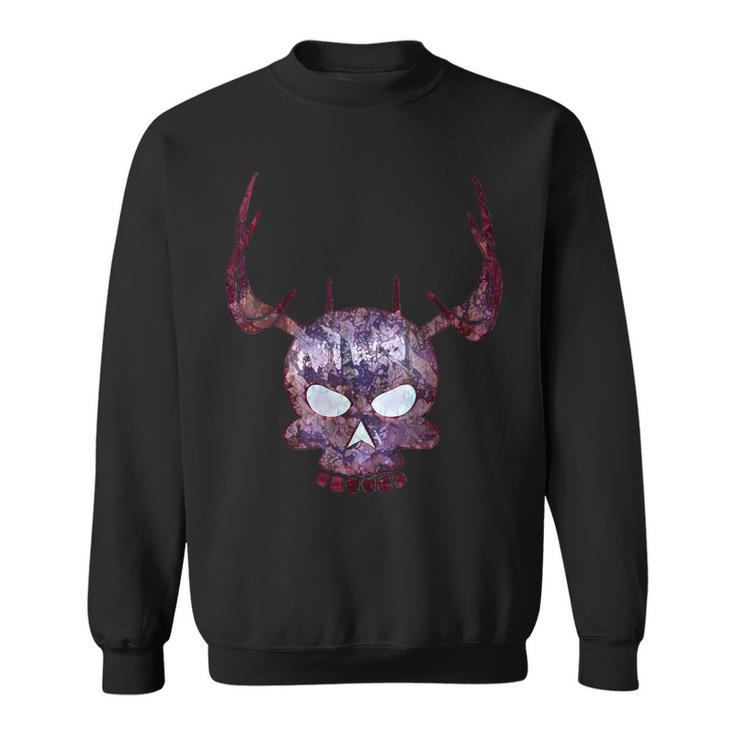 Skull Deer Antler Halloween Scary - Bone Design  Sweatshirt
