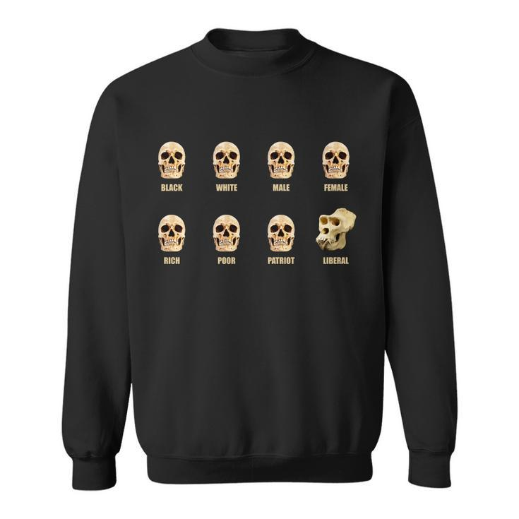 Skulls Of Modern America Funny Liberal Monkey Skull Sweatshirt