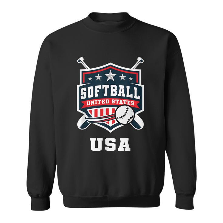 Softball Usa Support The Team Usa Flag Sweatshirt