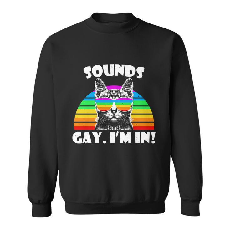 Sounds Gay Im In Rainbow Cat Pride Retro Cat Gay Funny Gift Sweatshirt