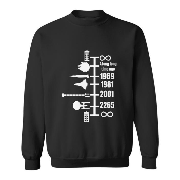 Spaceship Timeline Funny Sci Fi Star Retro Wars Trek Joke Cool Tshirt Sweatshirt