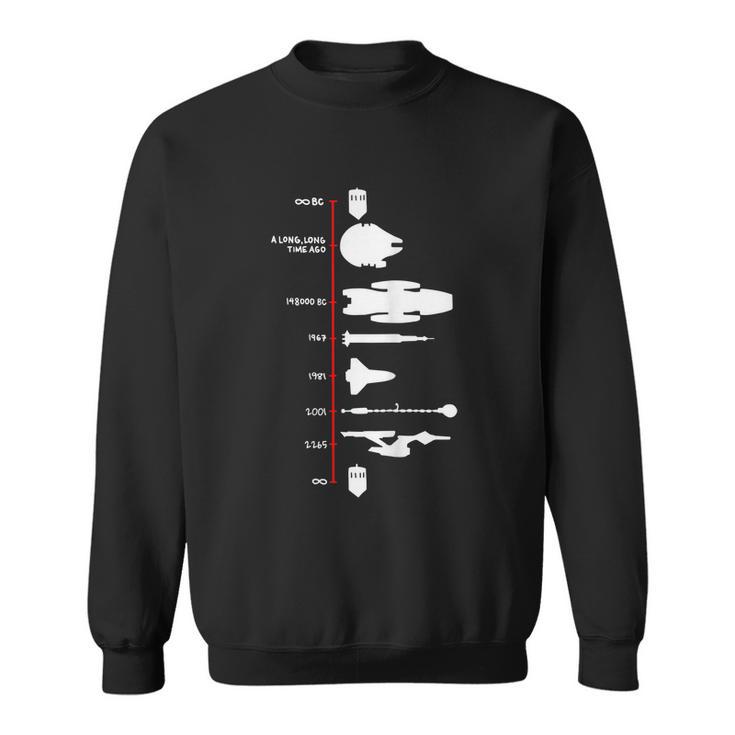 Spaceship Timeline Science Fiction Rocket Sweatshirt