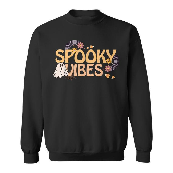 Spooky Vibes Cute Retro Pattern Halloween Costume   Men Women Sweatshirt Graphic Print Unisex