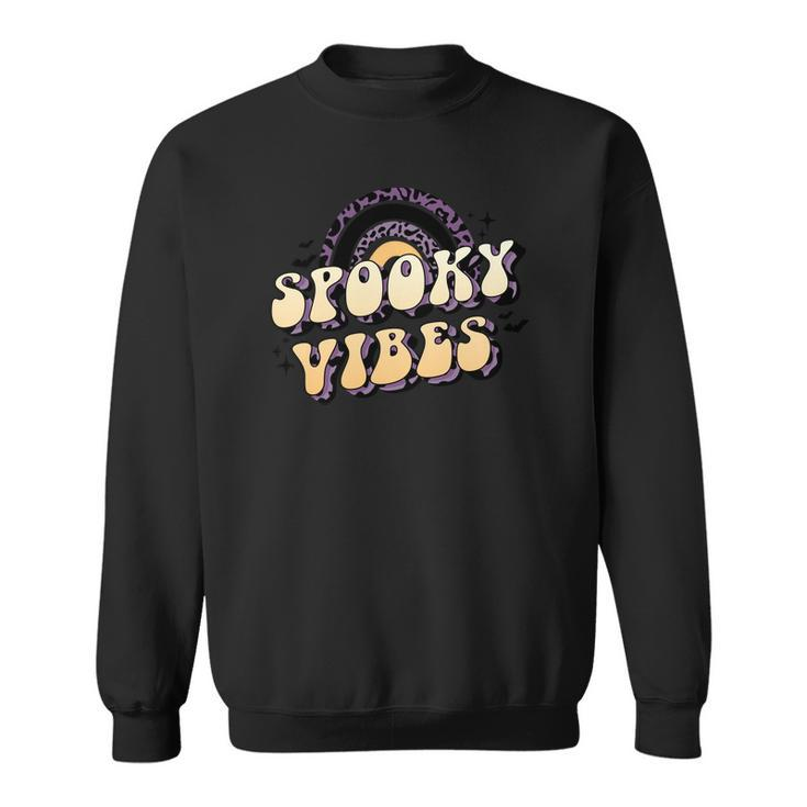 Spooky Vibes Leopard Rainbow Funny Halloween Sweatshirt