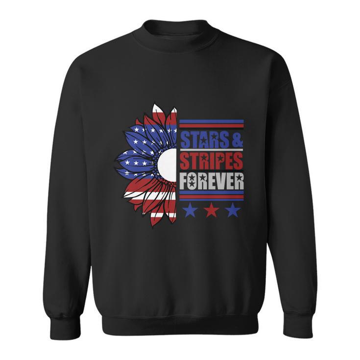 Stars Stripes Forever Sunflower America Flag 4Th Of July Sweatshirt