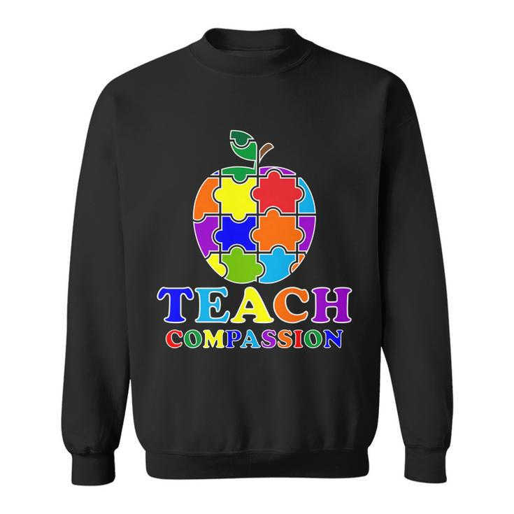 Teach Compassion Autism Awareness Teacher Apple Puzzle Sweatshirt