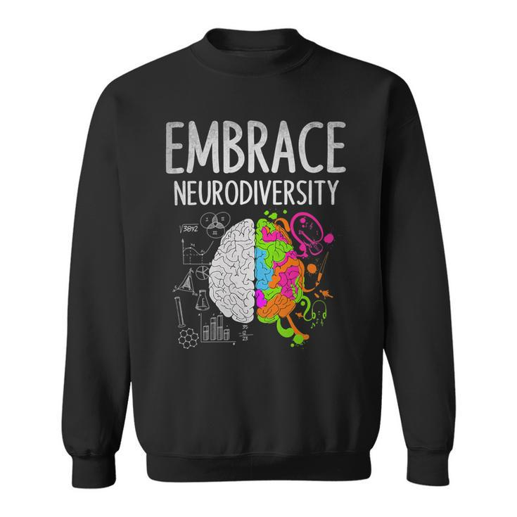 Teacher April Autism Awareness Embrace Neurodiversity Brain Sweatshirt
