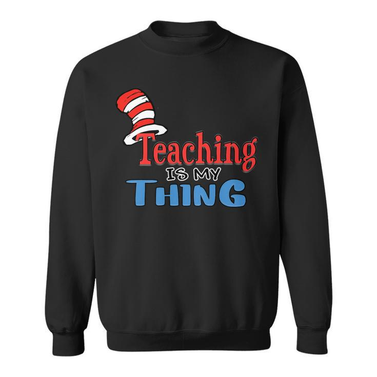 Teaching Is My Things Dr Teacher Red And White Stripe Hat Sweatshirt