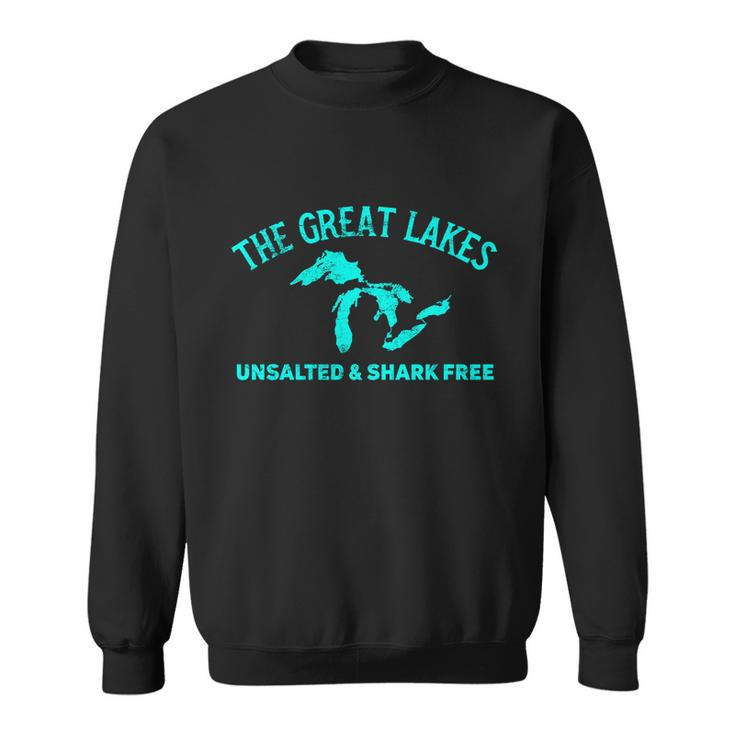 The Great Lakes Unsalted & Shark Gift Funny Free Michigan Gift Vintage Gift Tshirt Sweatshirt