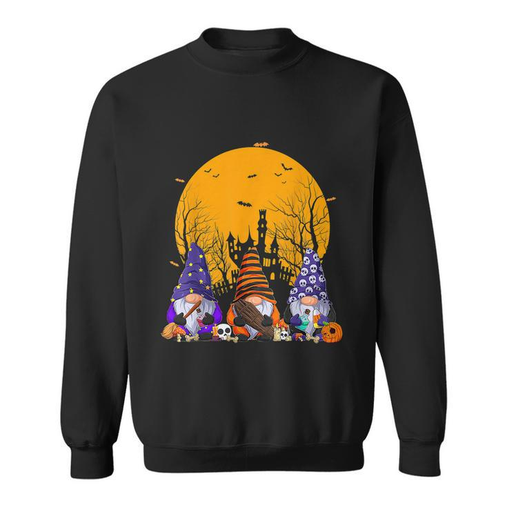Three Gnomes Happy Halloween Fall Candy Corn Pumpkin Graphic Design Printed Casual Daily Basic Sweatshirt