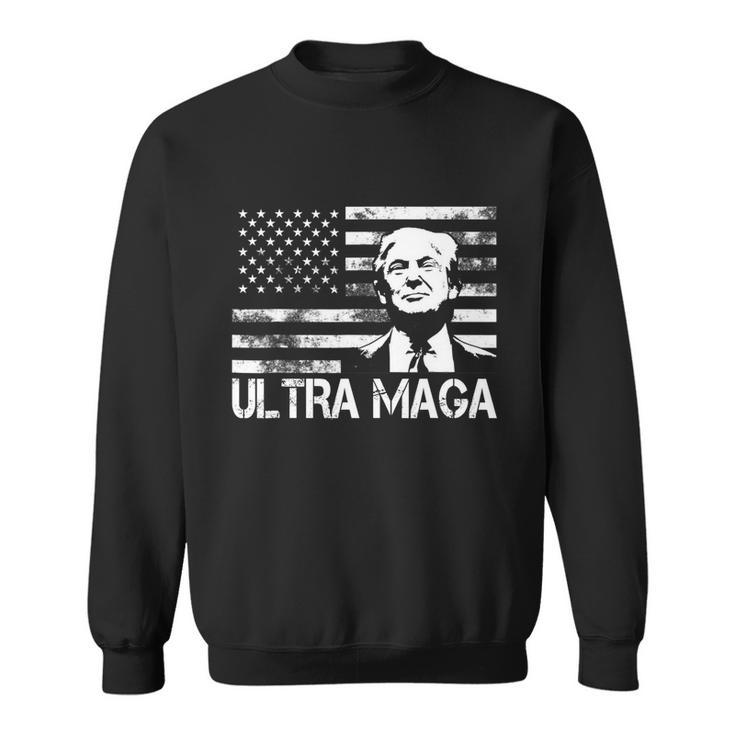 Trendy Ultra Maga Pro Trump American Flag 4Th Of July Retro Funny Gift Sweatshirt