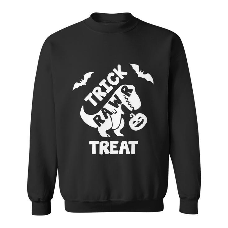 Trick Raw Treat Dinosaur Halloween Quote Sweatshirt