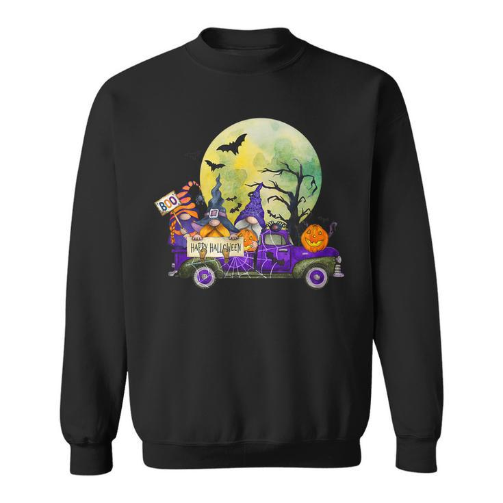 Truck With Cute Gnomes And Pumpkins In Halloween  Sweatshirt