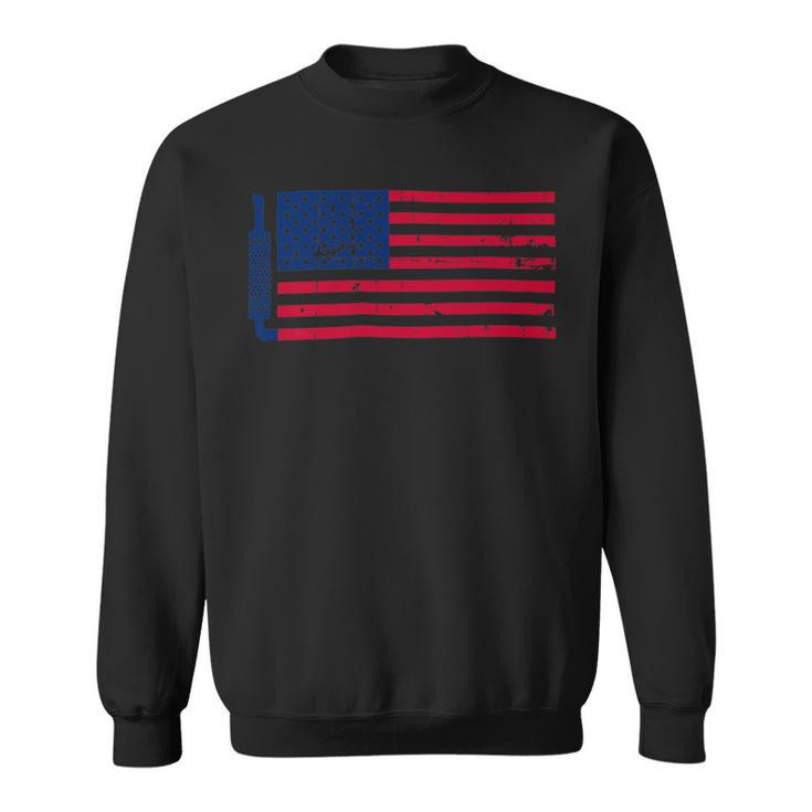 Trucker Truck Driver American Flag With Exhaust Patriotic Trucker_ V2 Sweatshirt