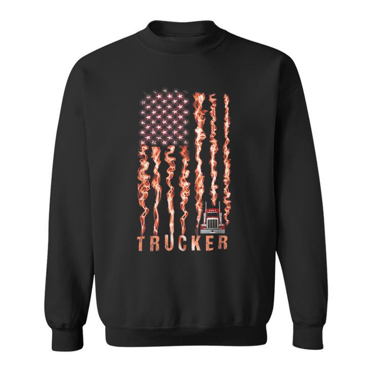 Trucker Trucker American Flag Smoking Sweatshirt