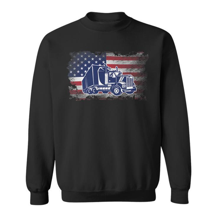 Trucker Trucker American Flag Usa Patriotic Trucker _ V2 Sweatshirt