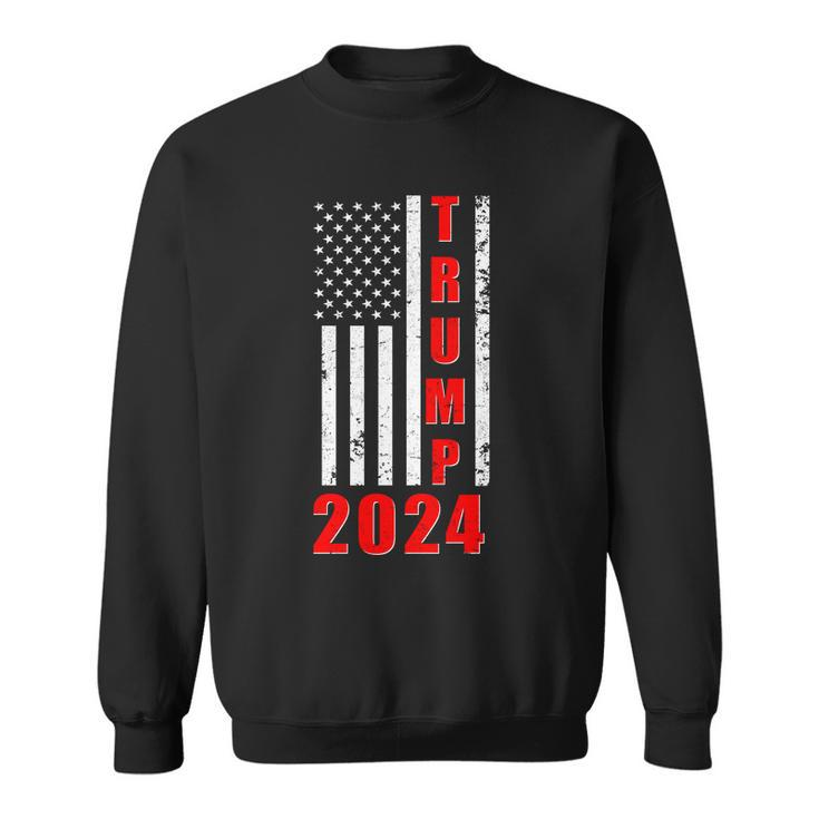 Trump 2024 Election Distressed Us Flag Sweatshirt