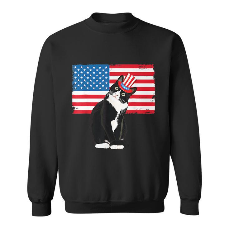 Tuxedo Cat 4Th Of July Hat Patriotic Gift Adults Kids Sweatshirt