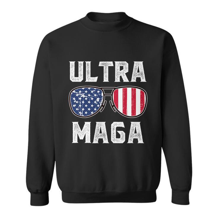 Ultra Maga Sunglasses American Flag Funny Anti Biden Sweatshirt