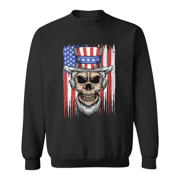 Uncle Sam Skull 4Th Of July American Flag Usa Sweatshirt