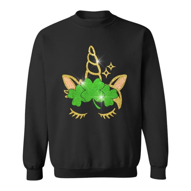 Unicorn Face St Patricks Day Graphic Design Printed Casual Daily Basic Sweatshirt