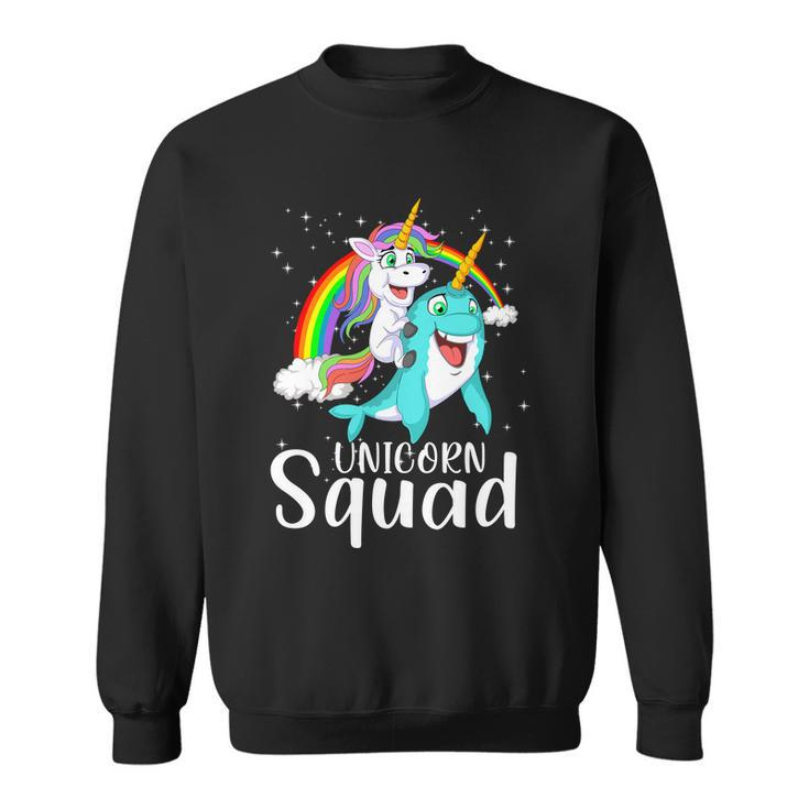 Unicorn Squad Magical Unicorn Riding Narwhal Sweatshirt