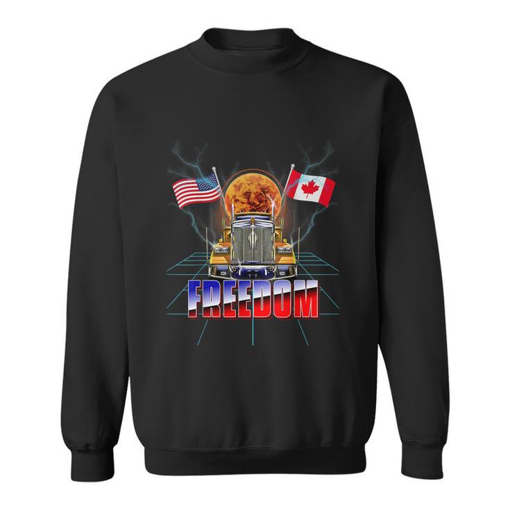 Usa American And Canada Flag Freedom Convoy 2022 Trucker Tshirt Sweatshirt