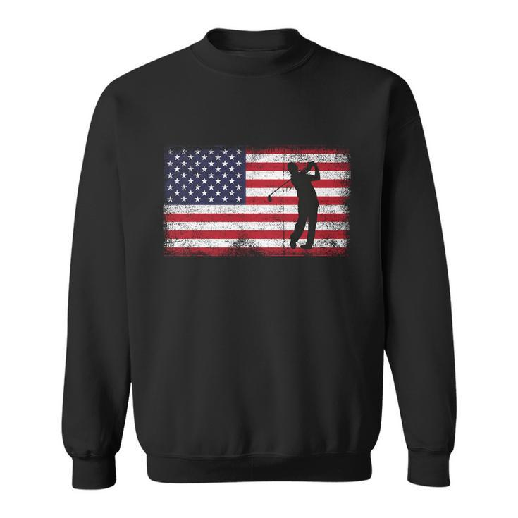 Usa American Flag Golf Lovers 4Th July Patriotic Golfer Man Cool Gift Sweatshirt