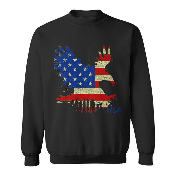 Usa Bald Eagle Flag Drip 4Th Of July Sweatshirt