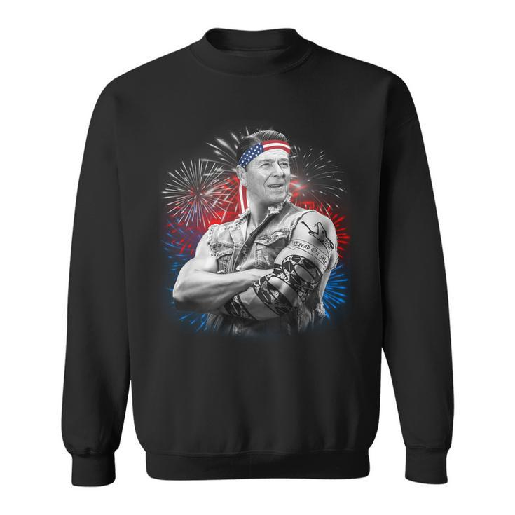 Usa Fireworks Patriotic Ronald Reagan Sweatshirt