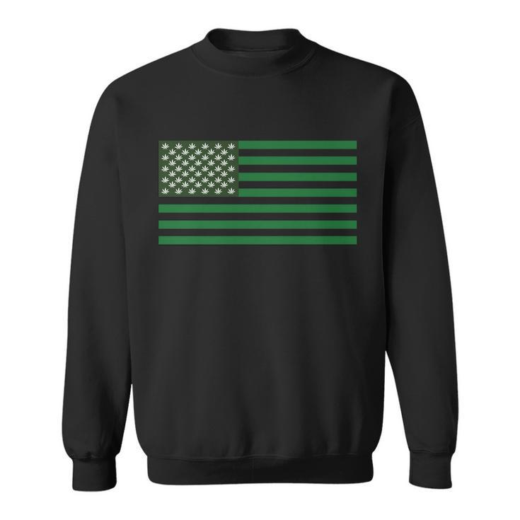 Usa Flag Marijuana Cannabis Weed Styled Sweatshirt