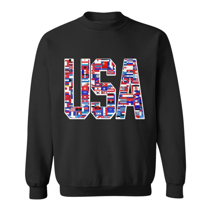 Usa World Flags Pattern Sweatshirt
