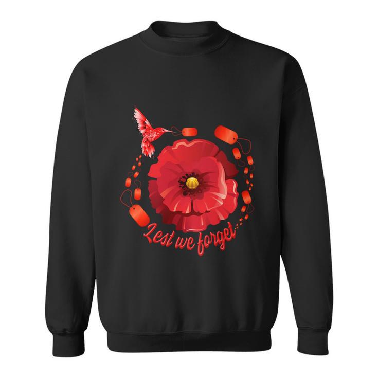 Veterans Day Lest We Forget Red Poppy Flower Usa Memorial Cool Gift Sweatshirt