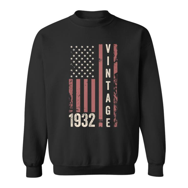 Vintage 1932 90Th Birthday 90 Years Old Funny American Flag  Sweatshirt