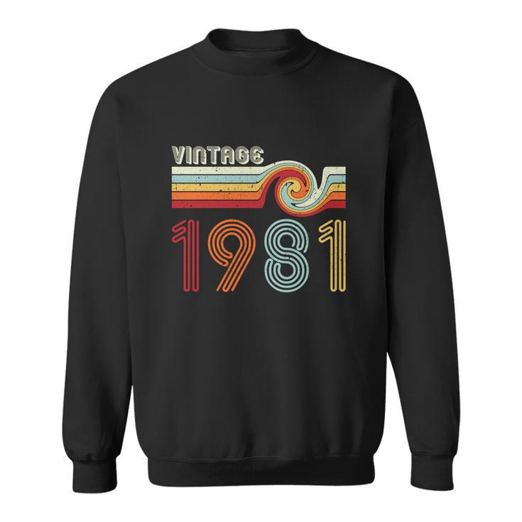 Vintage 1981 Retro Birthday Gift Graphic Design Printed Casual Daily Basic Sweatshirt