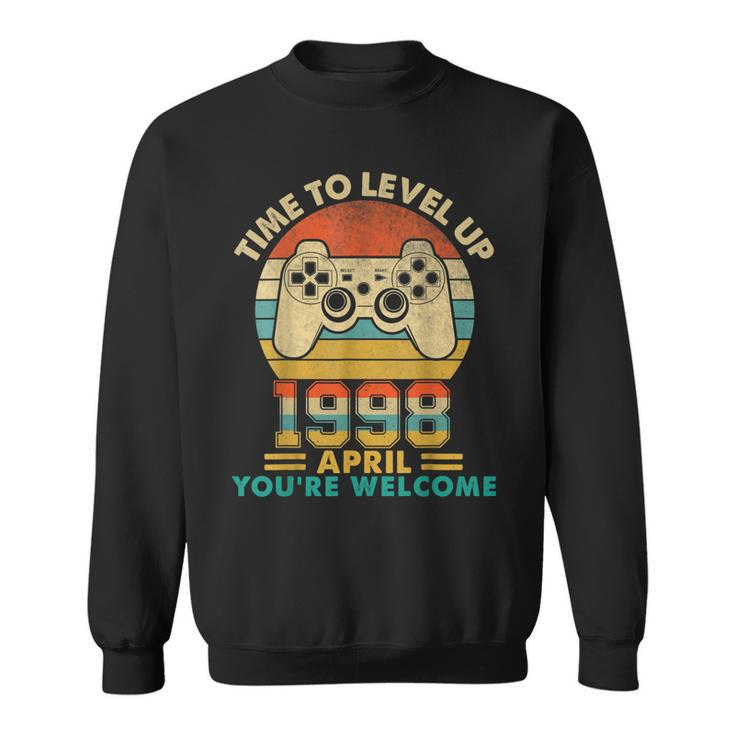 Vintage 1998 April 24 Years Old Video Gamer 24Th Birthday  Sweatshirt