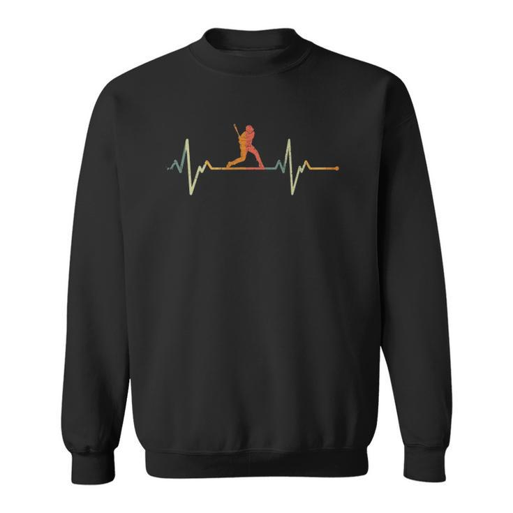 Vintage Baseball Player Gift Heartbeat Baseball Sweatshirt