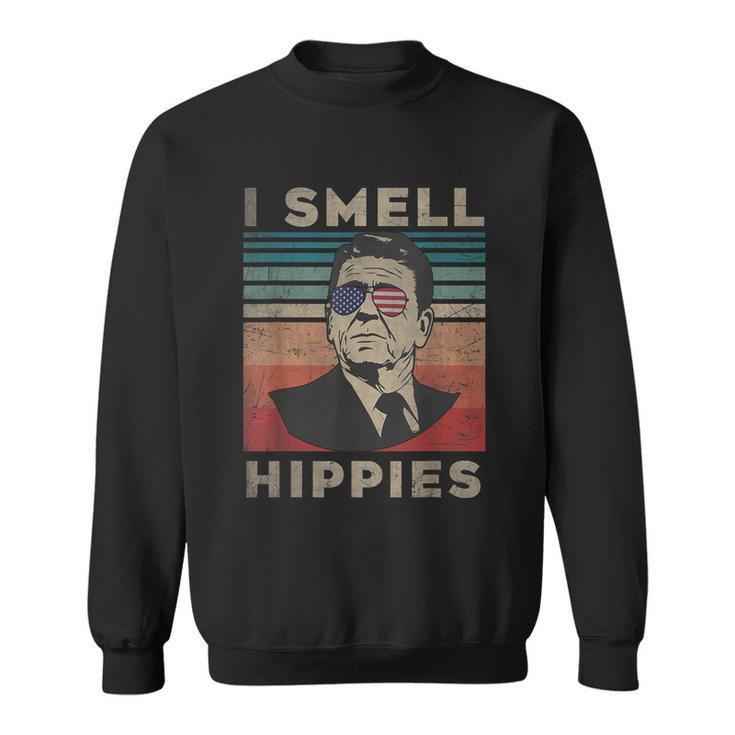 Vintage Distressed Retro Reagan President I Smell Hippies Sweatshirt