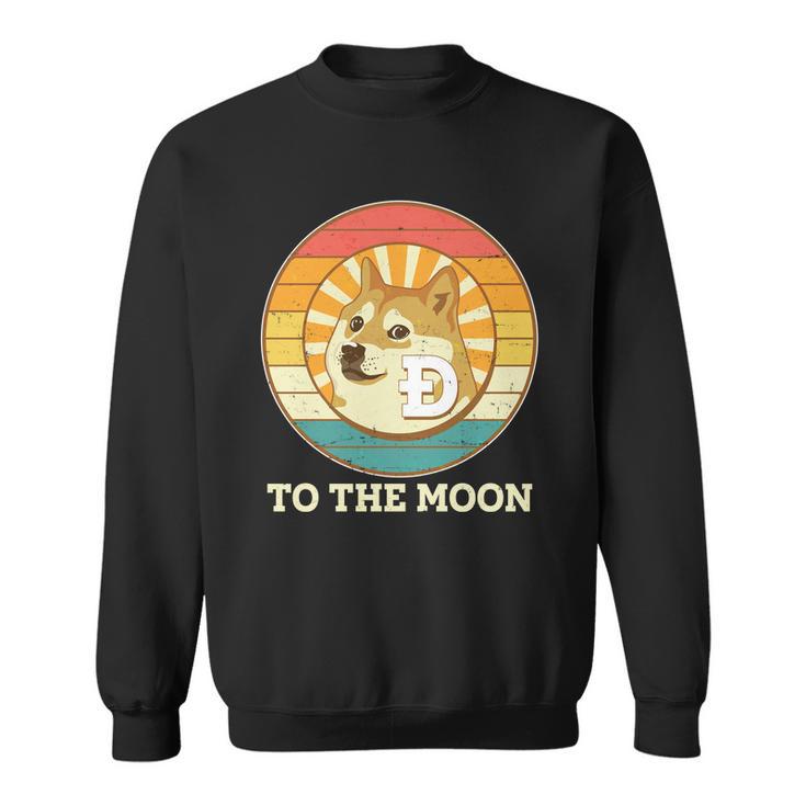 Vintage Dogecoin To The Moon Meme Emblem Sweatshirt